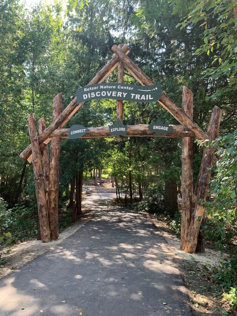 Discovery Trail entrance at Retzer Nature Center in Waukesha Wisconsin